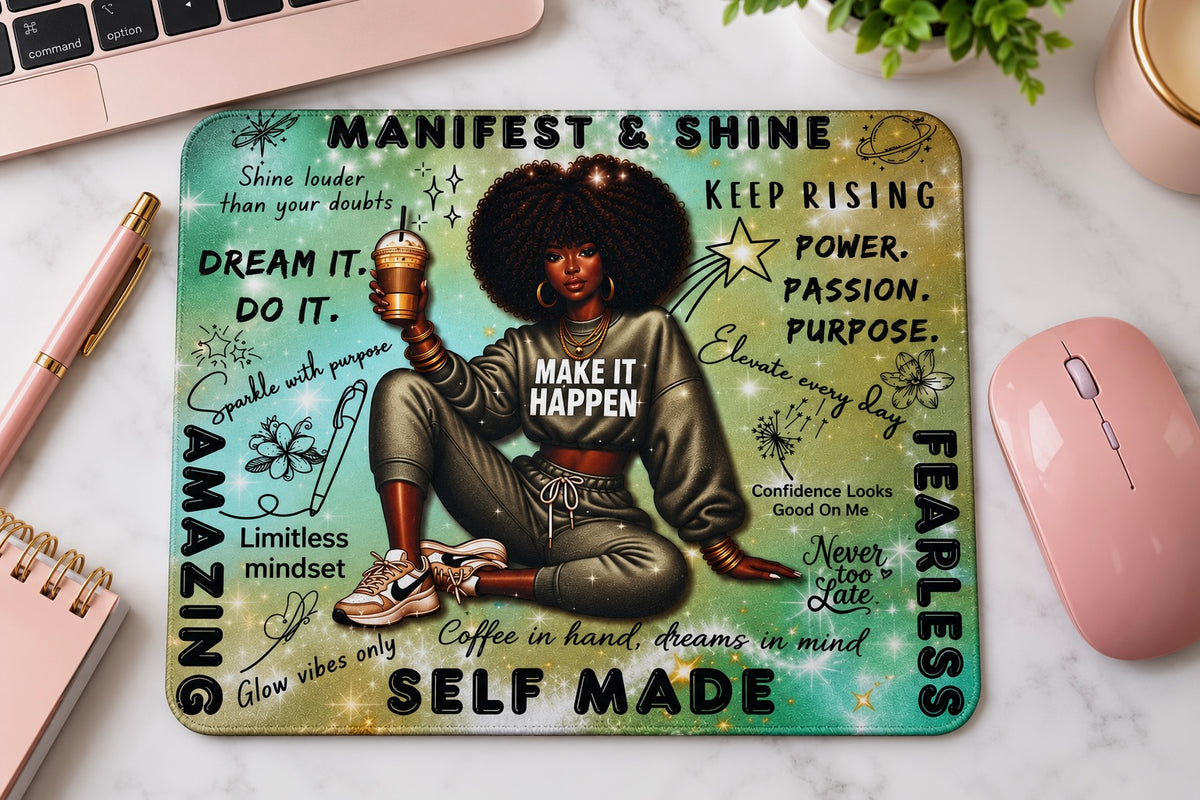 Manifest & Shine Mouse Pad I Inspirational Desk Accessory
