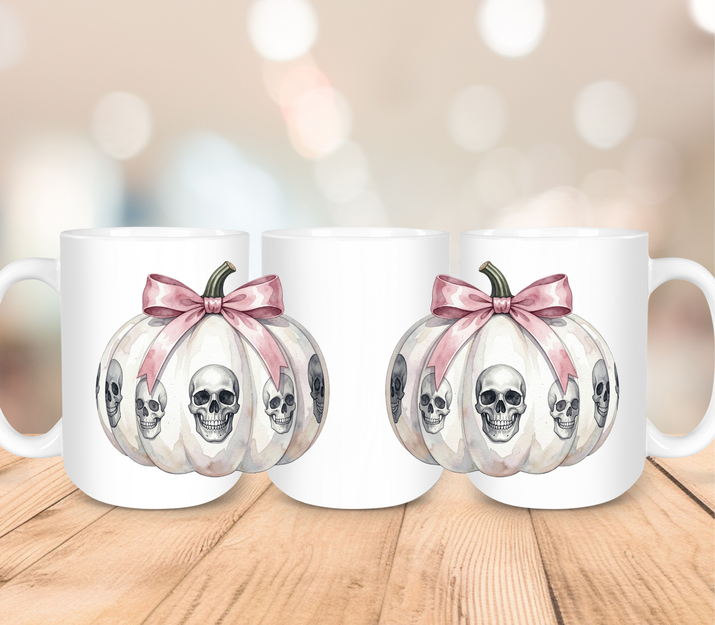 White Skill Pumpkin Halloween Mug I 15oz