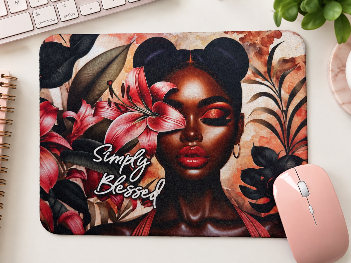 Simply Blessed Mouse Pad I Inspirational Desk Accessory