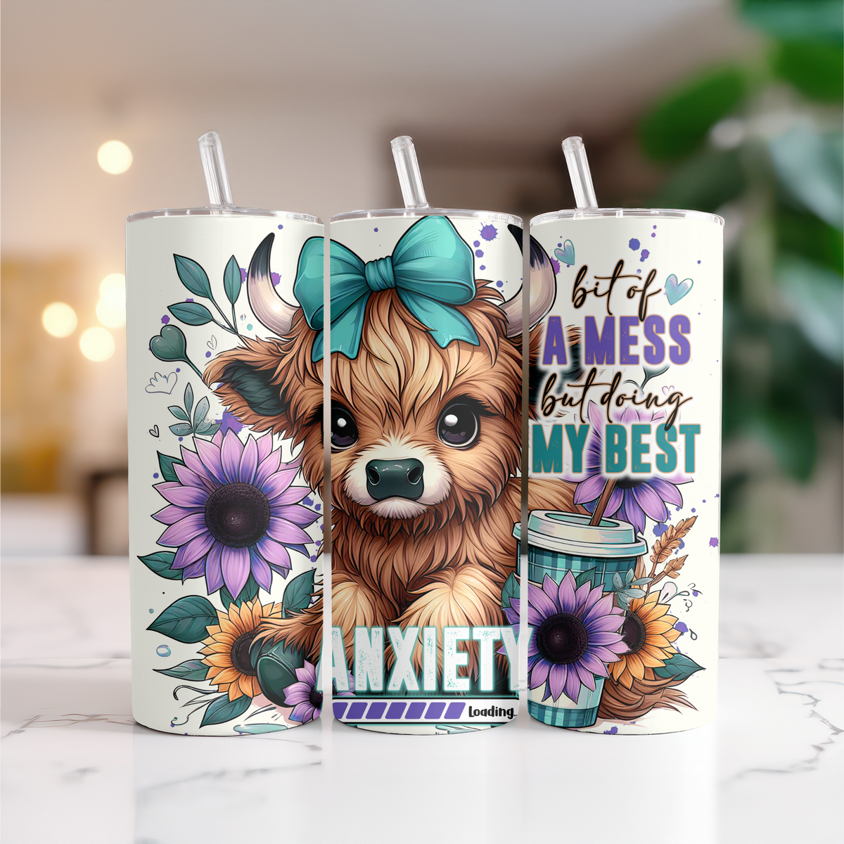 Doing My Best Highland Cow Holographic Tumbler I 20oz