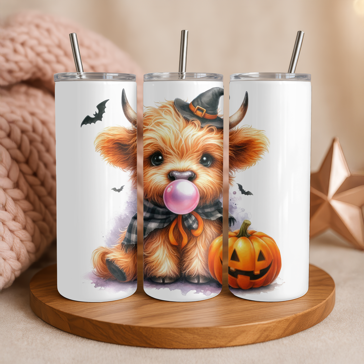 Highland Cow Halloween Holographic Tumbler I 20oz