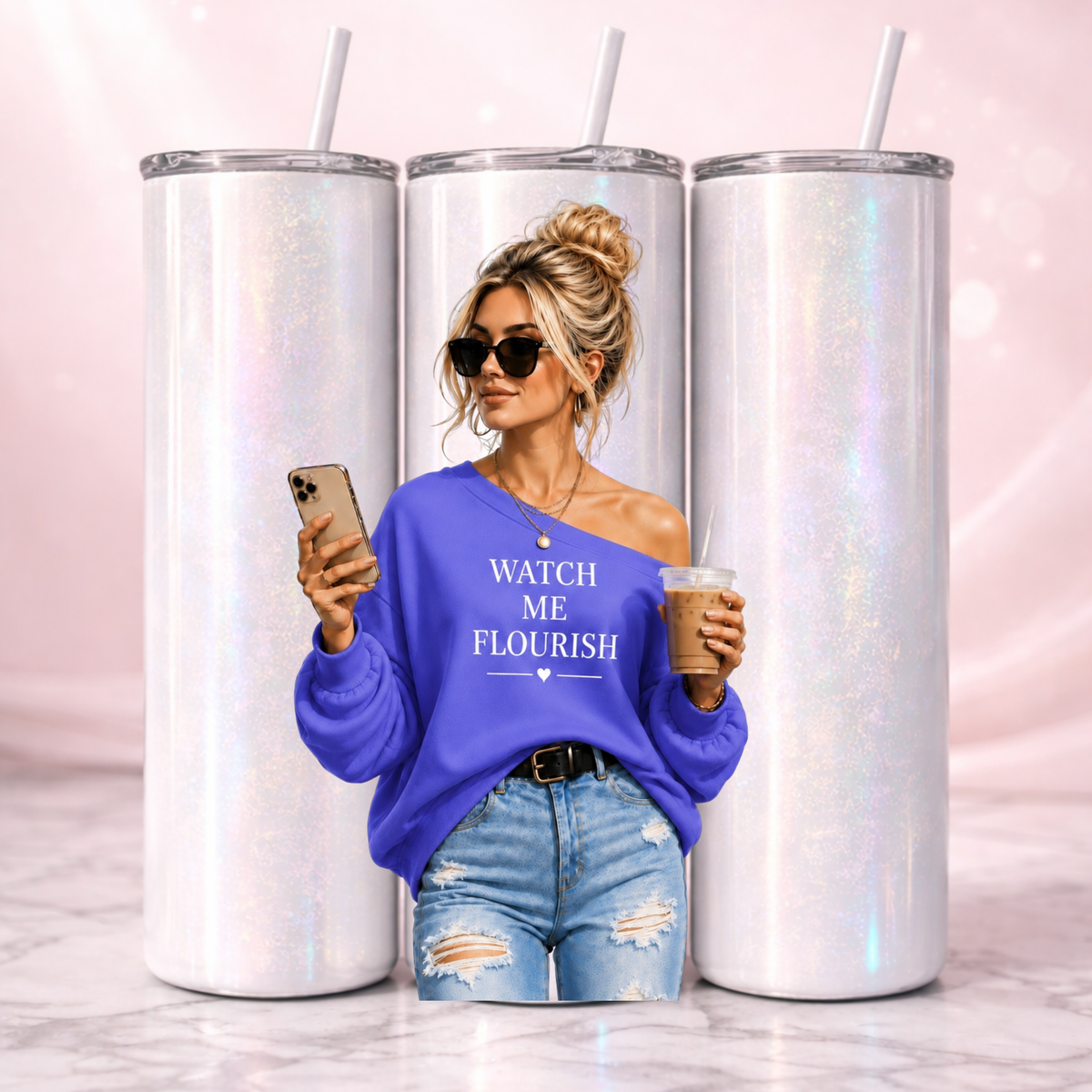 Watch Me Flourish Affirmation Tumbler I 20oz