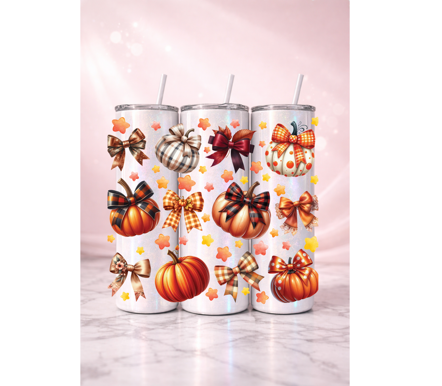 Coquette Pumpkin Fall Holographic Tumbler I 20oz
