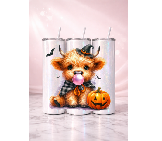 Highland Cow Halloween Holographic Tumbler I 20oz