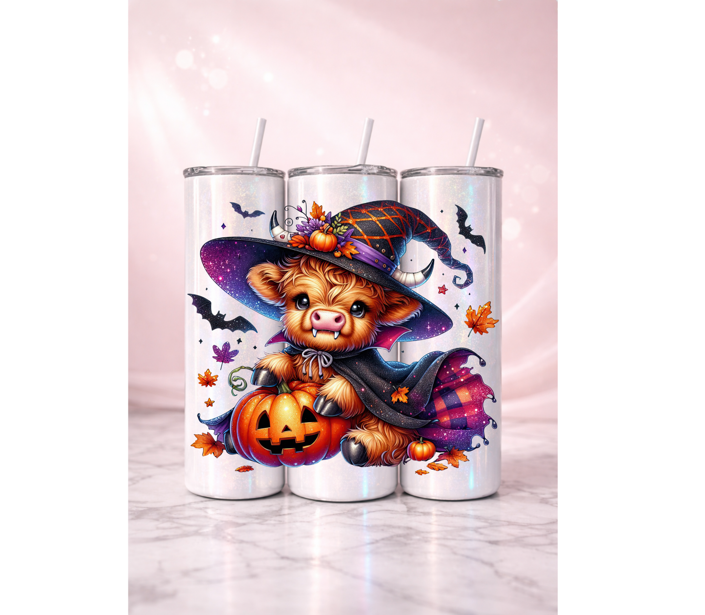 Witch Highland Cow Holographic Tumbler I 20oz