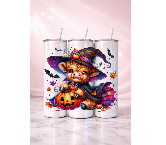 Witch Highland Cow Holographic Tumbler I 20oz