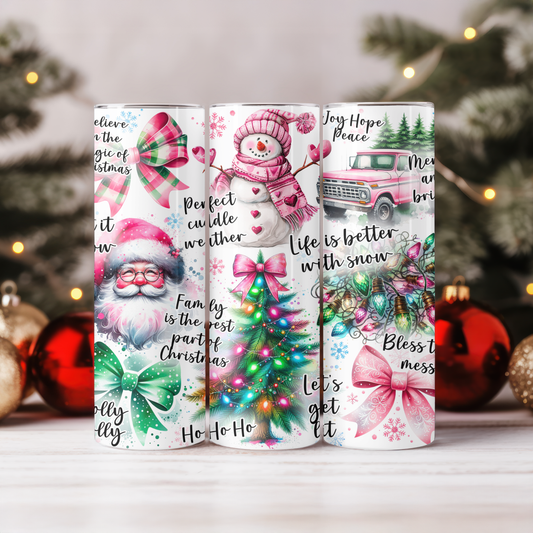 Pink Christmas Wishes Tumbler I  Whimsical Holiday I 20oz