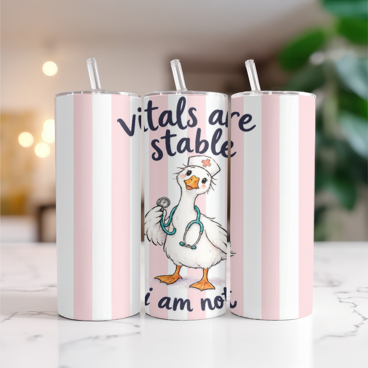 Vitals are Stable, I Am Not I Funny Goose Holographic Tumbler I Healthcare Worker Gift I 20oz