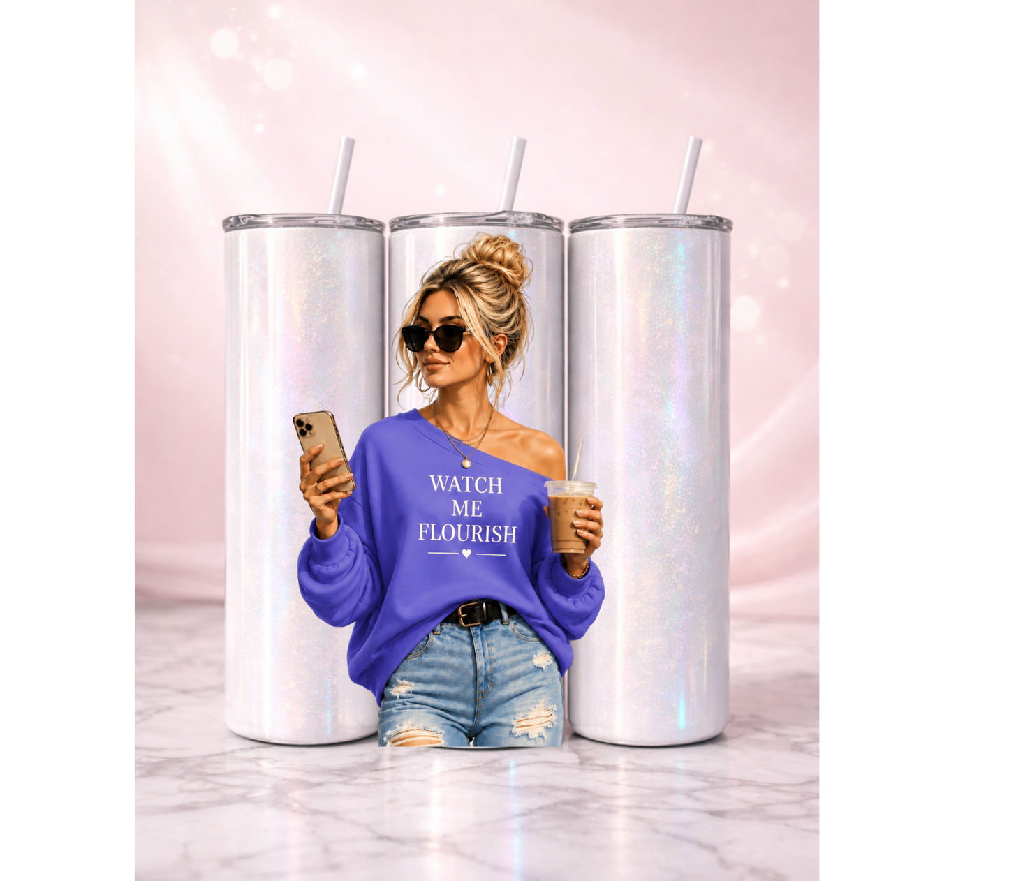 Watch Me Flourish Affirmation Tumbler I 20oz