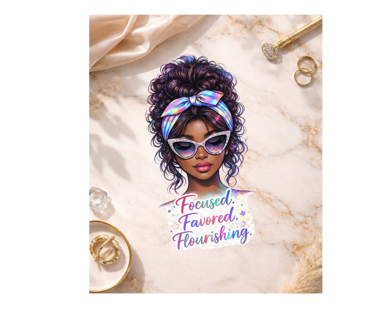 Focused Favored & Flourishing  Holographic Sticker