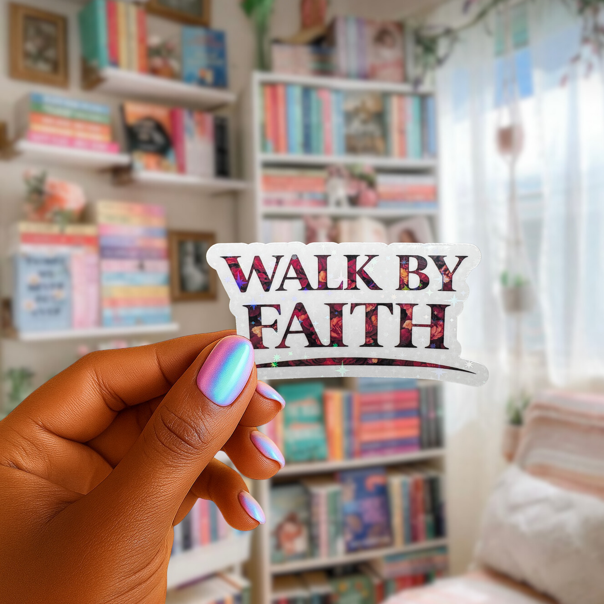 Walk by Faith Holographic Sticker