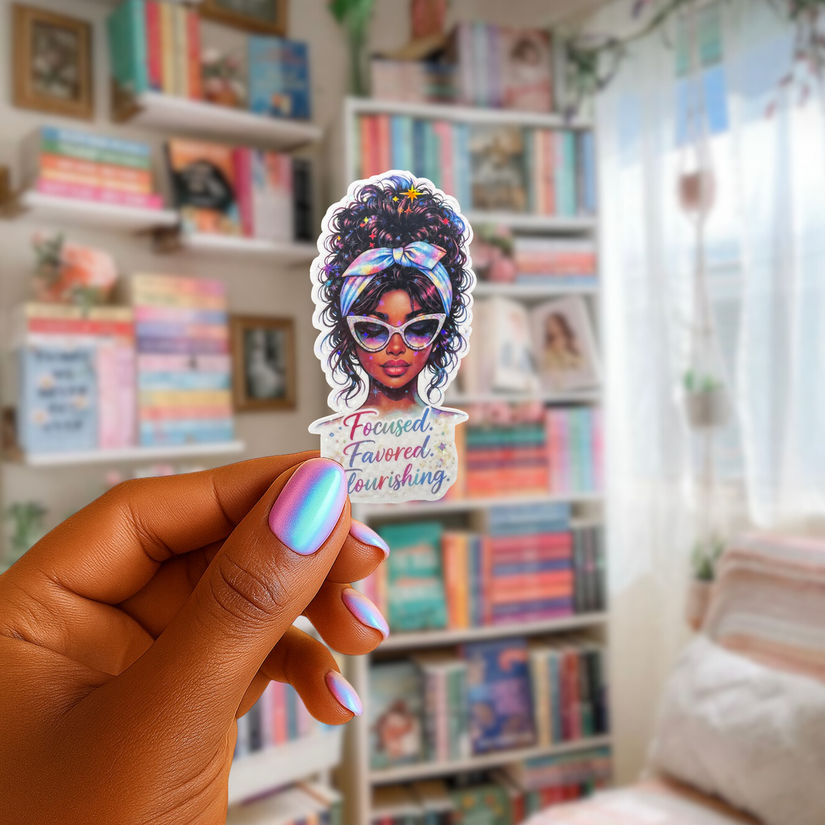 Focused Favored & Flourishing  Holographic Sticker
